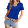 imageWIHOLL Summer Tops for Women Scoop Neck Basic Tees Short Sleeve Casual TShirts Loose FitBlue
