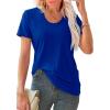 imageWIHOLL Summer Tops for Women Scoop Neck Basic Tees Short Sleeve Casual TShirts Loose FitBlue