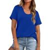 imageWIHOLL Summer Tops for Women Scoop Neck Basic Tees Short Sleeve Casual TShirts Loose FitBlue