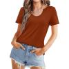 imageWIHOLL Summer Tops for Women Scoop Neck Basic Tees Short Sleeve Casual TShirts Loose FitCaramel