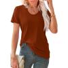 imageWIHOLL Summer Tops for Women Scoop Neck Basic Tees Short Sleeve Casual TShirts Loose FitCaramel