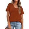 imageWIHOLL Summer Tops for Women Scoop Neck Basic Tees Short Sleeve Casual TShirts Loose FitCaramel