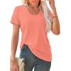 imageWIHOLL Summer Tops for Women Scoop Neck Basic Tees Short Sleeve Casual TShirts Loose FitCoral