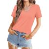 imageWIHOLL Summer Tops for Women Scoop Neck Basic Tees Short Sleeve Casual TShirts Loose FitCoral