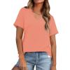 imageWIHOLL Summer Tops for Women Scoop Neck Basic Tees Short Sleeve Casual TShirts Loose FitCoral