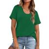 imageWIHOLL Summer Tops for Women Scoop Neck Basic Tees Short Sleeve Casual TShirts Loose FitDark Green