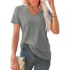 imageWIHOLL Summer Tops for Women Scoop Neck Basic Tees Short Sleeve Casual TShirts Loose FitDark Grey