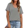 imageWIHOLL Summer Tops for Women Scoop Neck Basic Tees Short Sleeve Casual TShirts Loose FitDark Grey