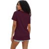 imageWIHOLL Summer Tops for Women Scoop Neck Basic Tees Short Sleeve Casual TShirts Loose FitDark Red