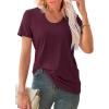imageWIHOLL Summer Tops for Women Scoop Neck Basic Tees Short Sleeve Casual TShirts Loose FitDark Red