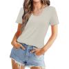 imageWIHOLL Summer Tops for Women Scoop Neck Basic Tees Short Sleeve Casual TShirts Loose FitGrey