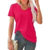 imageWIHOLL Summer Tops for Women Scoop Neck Basic Tees Short Sleeve Casual TShirts Loose FitHot Pink