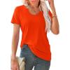 imageWIHOLL Summer Tops for Women Scoop Neck Basic Tees Short Sleeve Casual TShirts Loose FitOrange