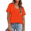 imageWIHOLL Summer Tops for Women Scoop Neck Basic Tees Short Sleeve Casual TShirts Loose FitOrange