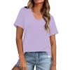imageWIHOLL Summer Tops for Women Scoop Neck Basic Tees Short Sleeve Casual TShirts Loose FitPurple