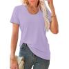 imageWIHOLL Summer Tops for Women Scoop Neck Basic Tees Short Sleeve Casual TShirts Loose FitPurple