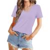 imageWIHOLL Summer Tops for Women Scoop Neck Basic Tees Short Sleeve Casual TShirts Loose FitPurple