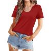 imageWIHOLL Summer Tops for Women Scoop Neck Basic Tees Short Sleeve Casual TShirts Loose FitRed