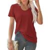 imageWIHOLL Summer Tops for Women Scoop Neck Basic Tees Short Sleeve Casual TShirts Loose FitRed