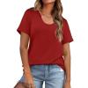imageWIHOLL Summer Tops for Women Scoop Neck Basic Tees Short Sleeve Casual TShirts Loose FitRed