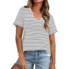 imageWIHOLL Summer Tops for Women Scoop Neck Basic Tees Short Sleeve Casual TShirts Loose FitStriped Black