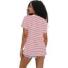 imageWIHOLL Summer Tops for Women Scoop Neck Basic Tees Short Sleeve Casual TShirts Loose FitStriped Pink