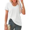 imageWIHOLL Summer Tops for Women Scoop Neck Basic Tees Short Sleeve Casual TShirts Loose FitWhite