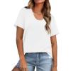 imageWIHOLL Summer Tops for Women Scoop Neck Basic Tees Short Sleeve Casual TShirts Loose FitWhite
