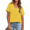 imageWIHOLL Summer Tops for Women Scoop Neck Basic Tees Short Sleeve Casual TShirts Loose FitYellow
