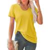 imageWIHOLL Summer Tops for Women Scoop Neck Basic Tees Short Sleeve Casual TShirts Loose FitYellow