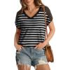 imageWIHOLL Summer Tops for Women V Neck TShirts Swiss Dot Short Sleeve Shirts Casual Fashion Blouses0ablack Striped