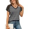 imageWIHOLL Summer Tops for Women V Neck TShirts Swiss Dot Short Sleeve Shirts Casual Fashion Blouses0ablack Striped
