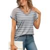 imageWIHOLL Summer Tops for Women V Neck TShirts Swiss Dot Short Sleeve Shirts Casual Fashion Blouses0agrey Striped
