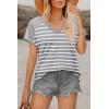 imageWIHOLL Summer Tops for Women V Neck TShirts Swiss Dot Short Sleeve Shirts Casual Fashion Blouses0agrey Striped