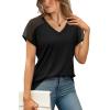 imageWIHOLL Summer Tops for Women V Neck TShirts Swiss Dot Short Sleeve Shirts Casual Fashion Blouses0black