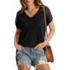 imageWIHOLL Summer Tops for Women V Neck TShirts Swiss Dot Short Sleeve Shirts Casual Fashion Blouses0black
