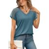 imageWIHOLL Summer Tops for Women V Neck TShirts Swiss Dot Short Sleeve Shirts Casual Fashion Blouses0teal Green