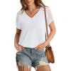 imageWIHOLL Summer Tops for Women V Neck TShirts Swiss Dot Short Sleeve Shirts Casual Fashion Blouses0white