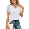 imageWIHOLL Summer Tops for Women V Neck TShirts Swiss Dot Short Sleeve Shirts Casual Fashion Blouses0white