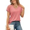 imageWIHOLL Summer Tops for Women V Neck TShirts Swiss Dot Short Sleeve Shirts Casual Fashion Blouses1coral