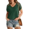 imageWIHOLL Summer Tops for Women V Neck TShirts Swiss Dot Short Sleeve Shirts Casual Fashion Blouses1dark Green