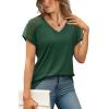 imageWIHOLL Summer Tops for Women V Neck TShirts Swiss Dot Short Sleeve Shirts Casual Fashion Blouses1dark Green