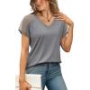 imageWIHOLL Summer Tops for Women V Neck TShirts Swiss Dot Short Sleeve Shirts Casual Fashion Blouses2grey