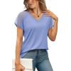 imageWIHOLL Summer Tops for Women V Neck TShirts Swiss Dot Short Sleeve Shirts Casual Fashion Blouses2light Blue