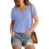 imageWIHOLL Summer Tops for Women V Neck TShirts Swiss Dot Short Sleeve Shirts Casual Fashion Blouses2light Blue