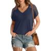 imageWIHOLL Summer Tops for Women V Neck TShirts Swiss Dot Short Sleeve Shirts Casual Fashion Blouses2navy Blue