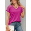 imageWIHOLL Summer Tops for Women V Neck TShirts Swiss Dot Short Sleeve Shirts Casual Fashion Blouses2pink