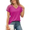 imageWIHOLL Summer Tops for Women V Neck TShirts Swiss Dot Short Sleeve Shirts Casual Fashion Blouses2pink