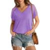imageWIHOLL Summer Tops for Women V Neck TShirts Swiss Dot Short Sleeve Shirts Casual Fashion BlousesLilac