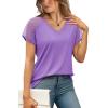 imageWIHOLL Summer Tops for Women V Neck TShirts Swiss Dot Short Sleeve Shirts Casual Fashion BlousesLilac